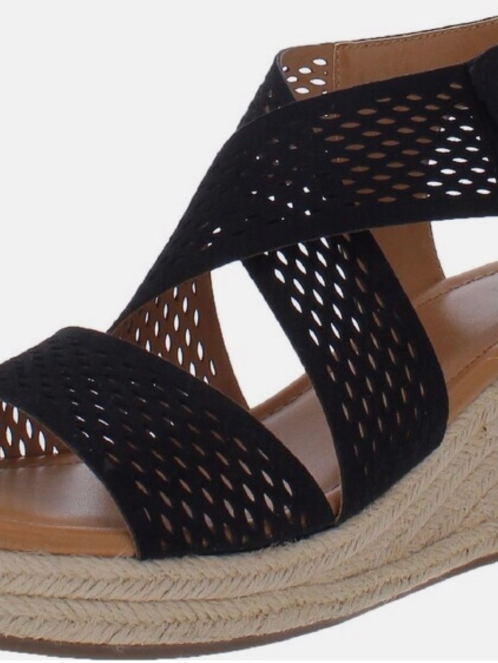 NEW N BOX a.n.a. Hemus BLACK WEDGE ESPADRILLE SANDAL STRAPPY OPEN TOE SIZE 8 $65